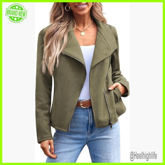 Cropped Faux Suede Leather Jacket Open Front Cardigan Style for Fall Winter